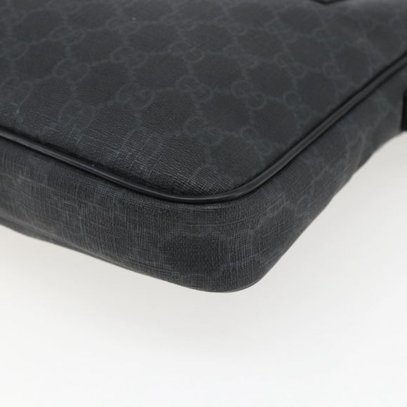 GUCCI GG Supreme Shoulder Bag PVC Black Silver 169933 Auth ka2559