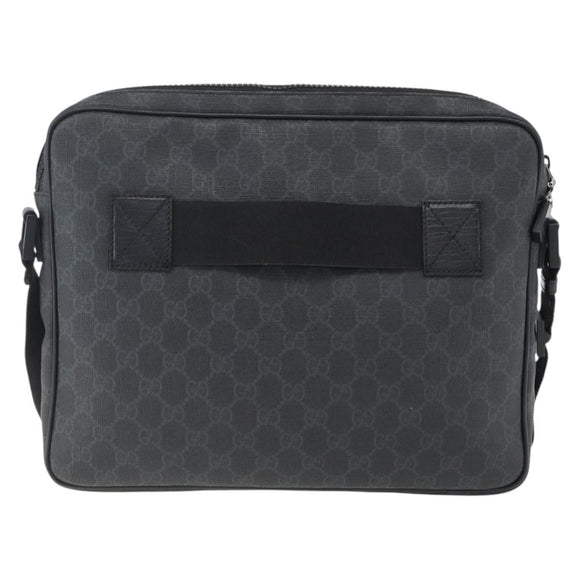 GUCCI GG Supreme Shoulder Bag PVC Black Silver 169933 Auth ka2559