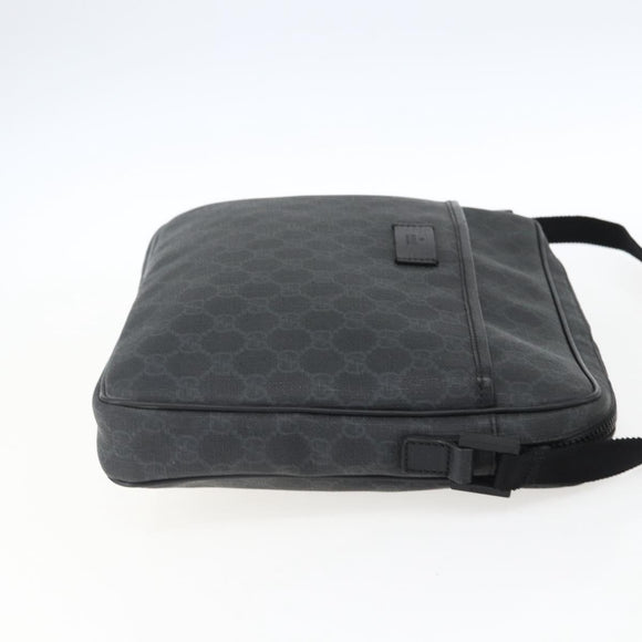 GUCCI GG Supreme Shoulder Bag PVC Black Silver 169933 Auth ka2559