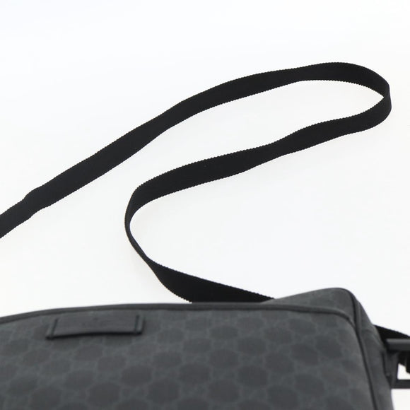 GUCCI GG Supreme Shoulder Bag PVC Black Silver 169933 Auth ka2559