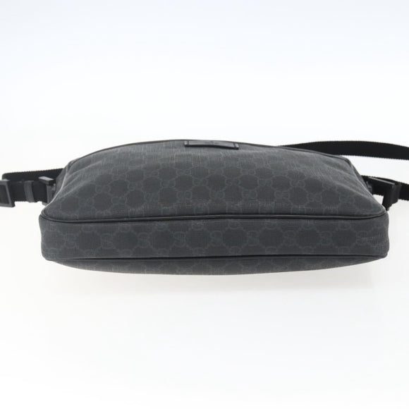 GUCCI GG Supreme Shoulder Bag PVC Black Silver 169933 Auth ka2559