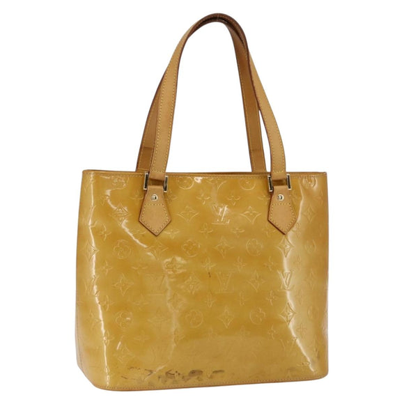LOUIS VUITTON Monogram Vernis Houston Hand Bag Jaune M91121 LV Auth ka2560
