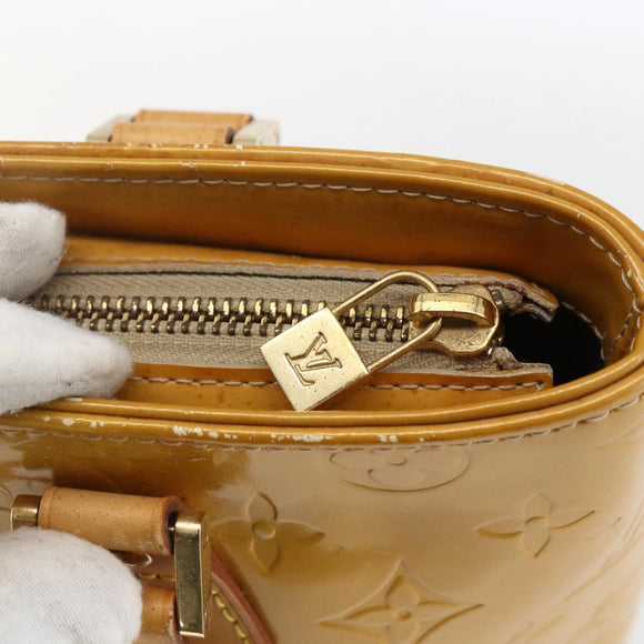 LOUIS VUITTON Monogram Vernis Houston Hand Bag Jaune M91121 LV Auth ka2560