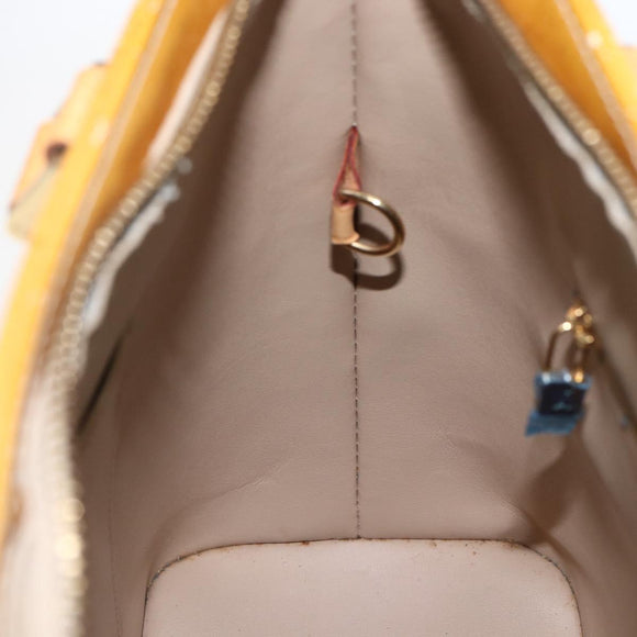 LOUIS VUITTON Monogram Vernis Houston Hand Bag Jaune M91121 LV Auth ka2560