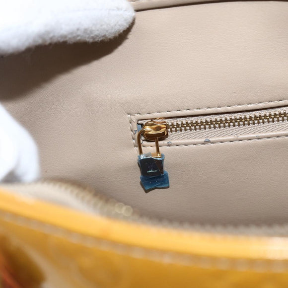 LOUIS VUITTON Monogram Vernis Houston Hand Bag Jaune M91121 LV Auth ka2560