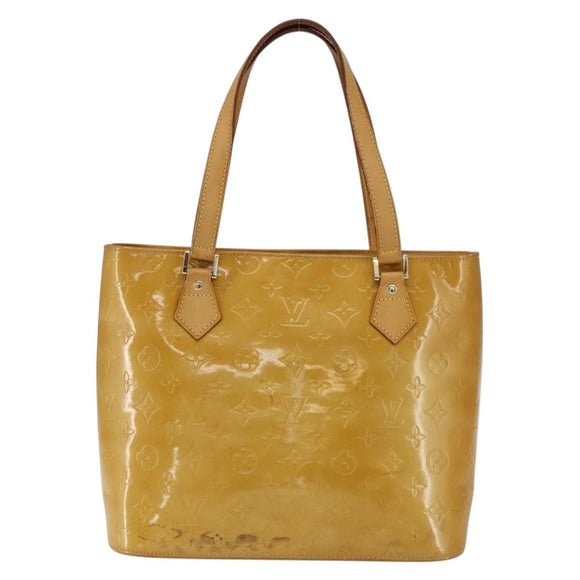 LOUIS VUITTON Monogram Vernis Houston Hand Bag Jaune M91121 LV Auth ka2560