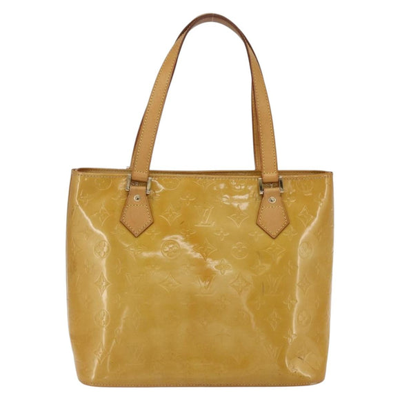 LOUIS VUITTON Monogram Vernis Houston Hand Bag Jaune M91121 LV Auth ka2560