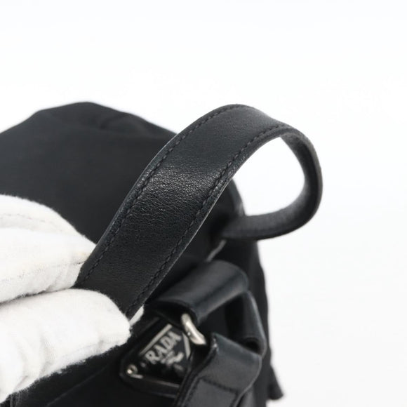 PRADA Backpack Nylon Leather Black Silver Auth ka2564