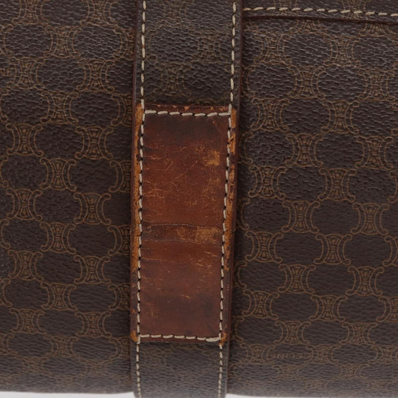 CELINE Macadam Canvas Shoulder Bag PVC Leather Brown Gold Auth ka257