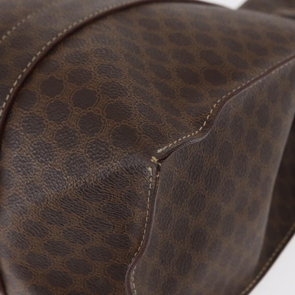 CELINE Macadam Canvas Shoulder Bag PVC Leather Brown Gold Auth ka257