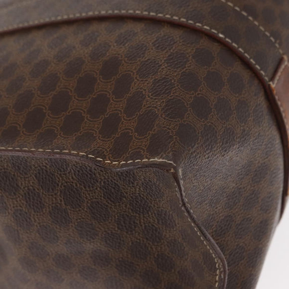 CELINE Macadam Canvas Shoulder Bag PVC Leather Brown Gold Auth ka257