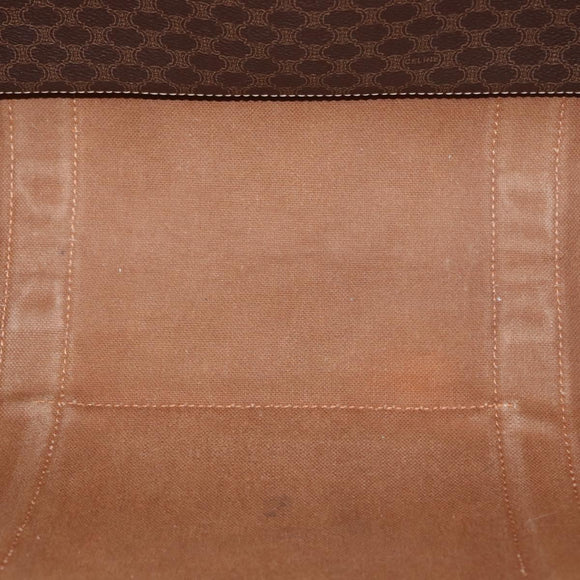 CELINE Macadam Canvas Shoulder Bag PVC Leather Brown Gold Auth ka257