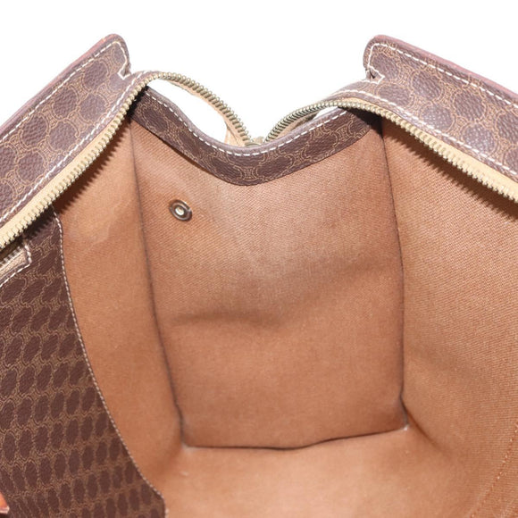 CELINE Macadam Canvas Shoulder Bag PVC Leather Brown Gold Auth ka257