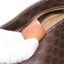 CELINE Macadam Canvas Shoulder Bag PVC Leather Brown Gold Auth ka257-12