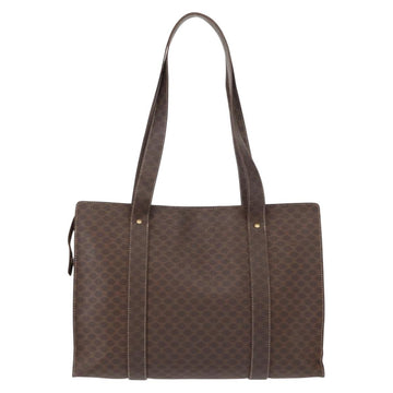 CELINE Macadam Canvas Shoulder Bag PVC Leather Brown Gold Auth ka257 - 0