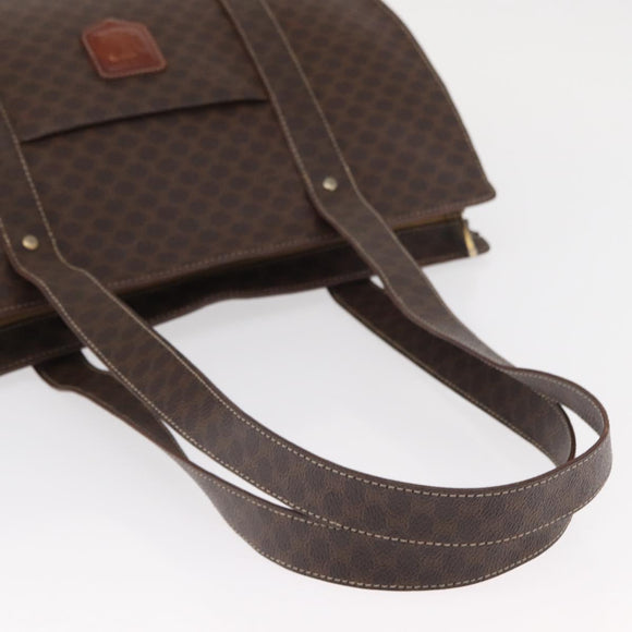 CELINE Macadam Canvas Shoulder Bag PVC Leather Brown Gold Auth ka257