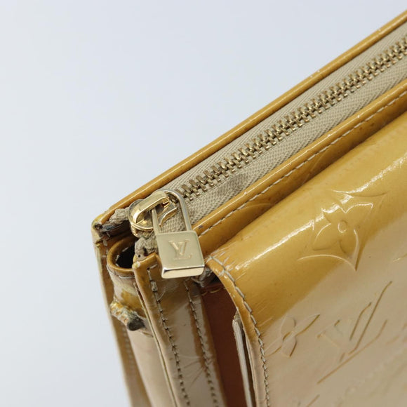 LOUIS VUITTON Monogram Vernis Motto Accessory Pouch Beige M91136 LV Auth ka2577