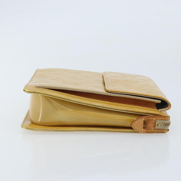 LOUIS VUITTON Monogram Vernis Motto Accessory Pouch Beige M91136 LV Auth ka2577