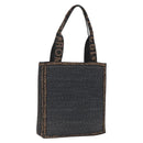 FENDI Tote Bag Raffia Black Gold Auth ka2580A-1