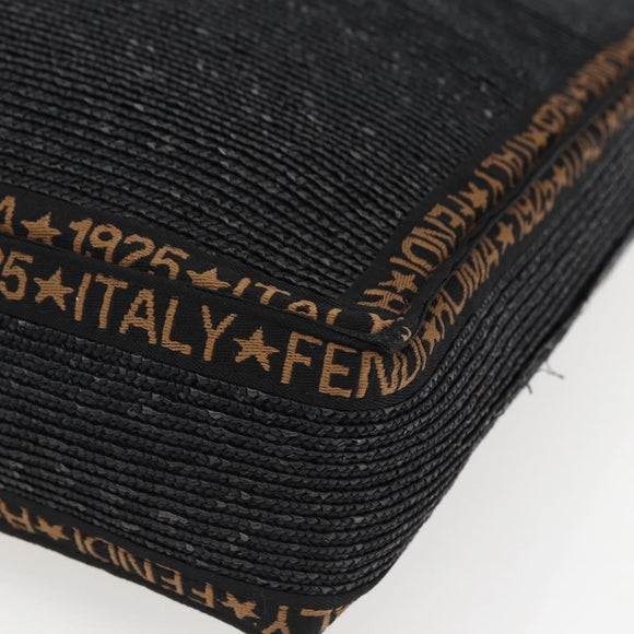 FENDI Tragetasche Bast Schwarz Gold Auth ka2580A