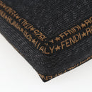 FENDI Tote Bag Raffia Black Gold Auth ka2580A-16
