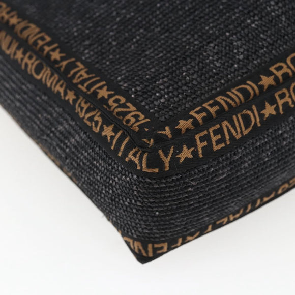 FENDI Tragetasche Bast Schwarz Gold Auth ka2580A