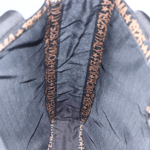 FENDI Tragetasche Bast Schwarz Gold Auth ka2580A
