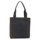 FENDI Tote Bag Raffia Black Gold Auth ka2580A-2