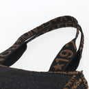 FENDI Tote Bag Raffia Black Gold Auth ka2580A-8