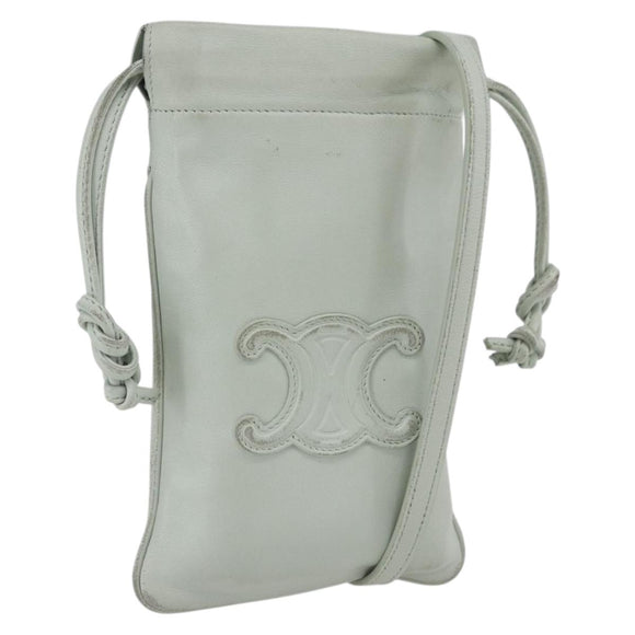 LOEWE Anagram Shoulder Bag Leather Light Blue Auth ka2596