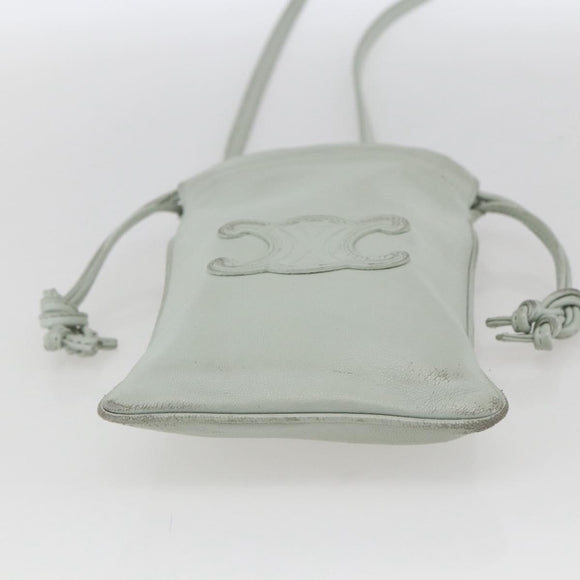 LOEWE Anagram Shoulder Bag Leather Light Blue Auth ka2596