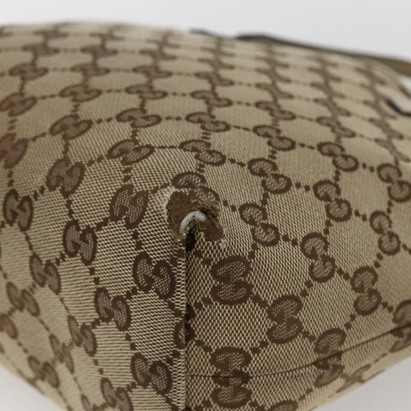 GUCCI GG Canvas Hand Bag Beige Silver 271101 Auth ka2598