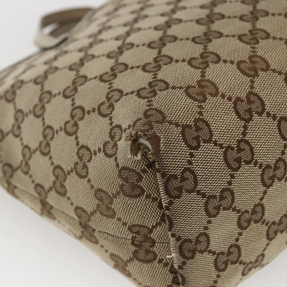 GUCCI GG Canvas Hand Bag Beige Silver 271101 Auth ka2598