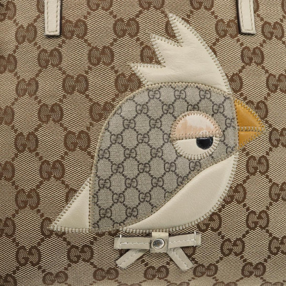 GUCCI GG Canvas Hand Bag Beige Silver 271101 Auth ka2598