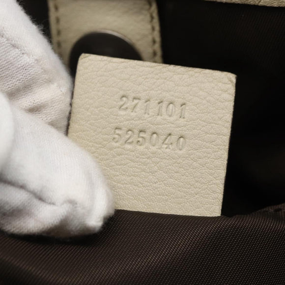 GUCCI GG Canvas Hand Bag Beige Silver 271101 Auth ka2598