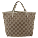 GUCCI GG Canvas Hand Bag Beige Silver 271101 Auth ka2598-2