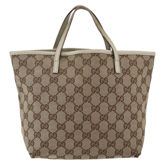 GUCCI GG Canvas Hand Bag Beige Silver 271101 Auth ka2598