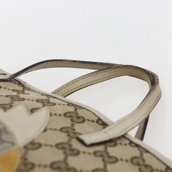 GUCCI GG Canvas Hand Bag Beige Silver 271101 Auth ka2598