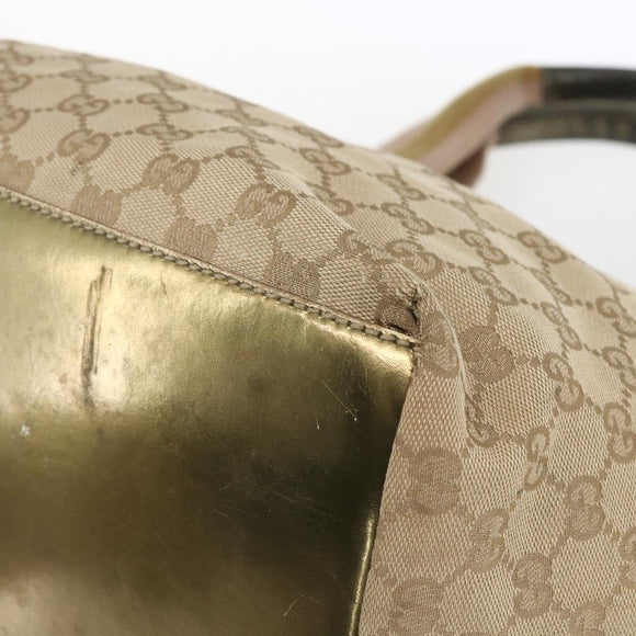 GUCCI GG Canvas Sherry Line Hand Bag Beige Gold 131230 Auth ka2599