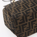 FENDI Zucca Canvas Shoulder Bag Black Brown Auth ka260-11