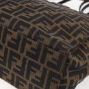 FENDI Zucca Canvas Shoulder Bag Black Brown Auth ka260-12