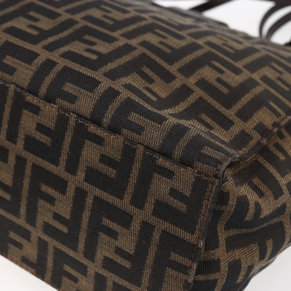 FENDI Zucca Canvas Shoulder Bag Black Brown Auth ka260
