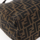 FENDI Zucca Canvas Shoulder Bag Black Brown Auth ka260-13