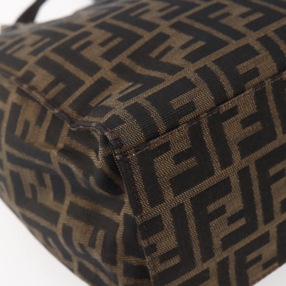 FENDI Zucca Canvas Shoulder Bag Black Brown Auth ka260