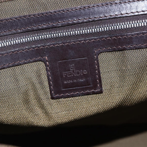 FENDI Zucca Canvas Shoulder Bag Black Brown Auth ka260