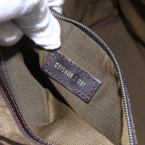 FENDI Zucca Canvas Shoulder Bag Black Brown Auth ka260