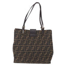 FENDI Zucca Canvas Shoulder Bag Black Brown Auth ka260-3