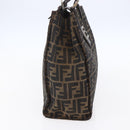 FENDI Zucca Canvas Shoulder Bag Black Brown Auth ka260-4
