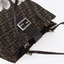 FENDI Zucca Canvas Shoulder Bag Black Brown Auth ka260-6