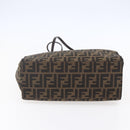 FENDI Zucca Canvas Shoulder Bag Black Brown Auth ka260-9